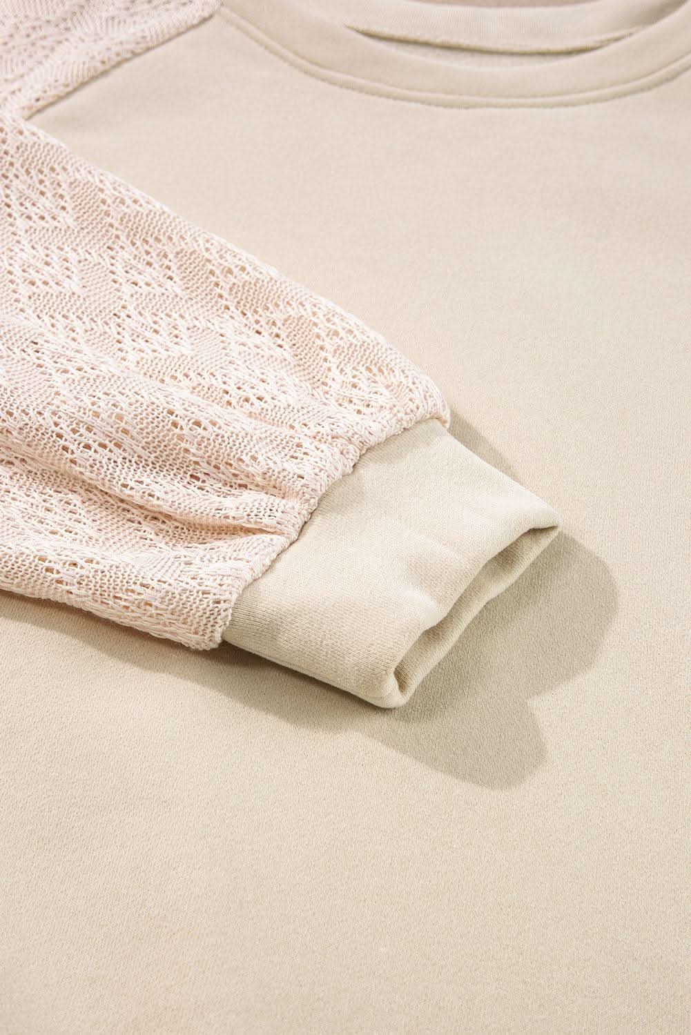 Chic knit patchwork pullover in parchment - Love Salve